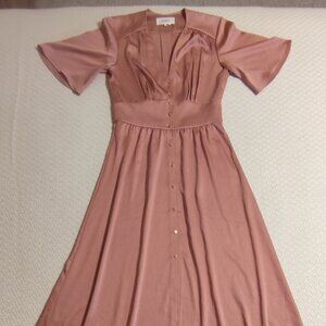 ba&sh $385 Pamela Pink Flowing Shirt Dress, S